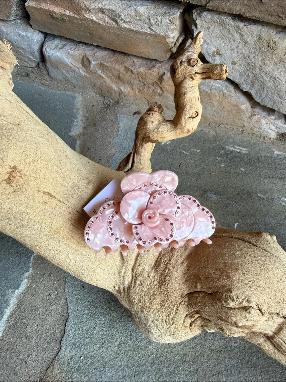 New🌟Free People-Pink Floral Rhinestone Hair Claw
